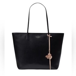 Kate Spade Large Black Felicity Street Karla Tote with Pink Floral Accent
